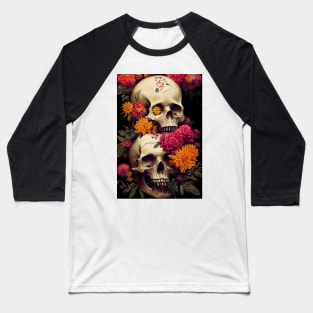 Skulls and Flowers #4 Baseball T-Shirt